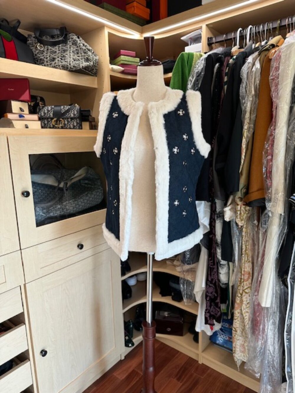 St. John Sport Blue Size S Rabbit Fur Lining Vest - Picture 5 of 8